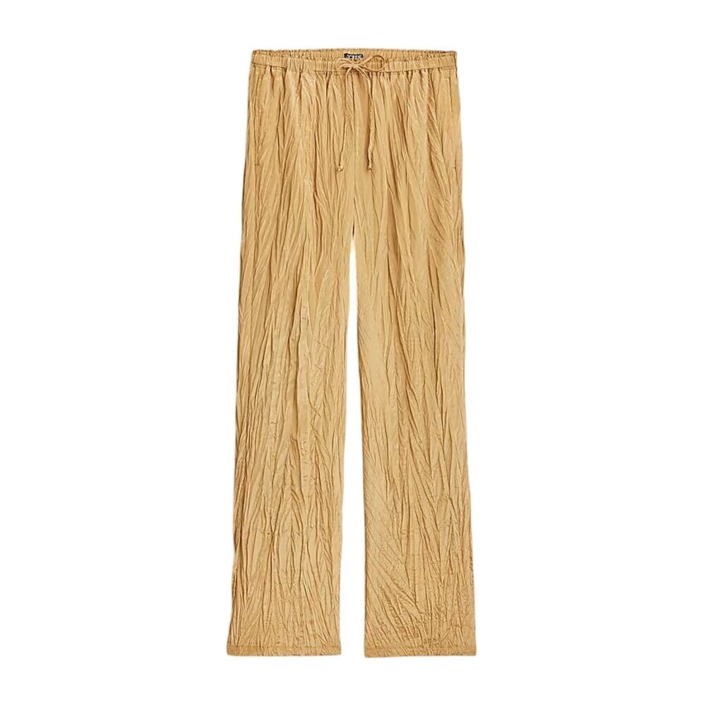 J.Crew Soleil Pant Crinkle Viscose Blend Honey Brown Gold Size Large Tall NWT